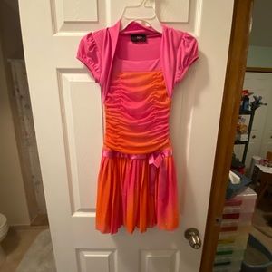 Pink and orange glittery girls dress size 8/girls size 8 dress/girls pink dress